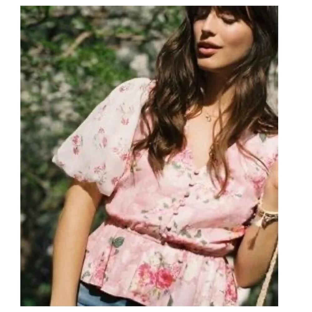 Hemant & Nandita Anthropologie Rose Garden Blouse Size Medium - Picture 3 of 11